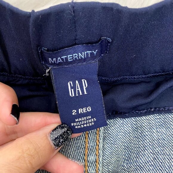 GAP Maternity Womens 2 Medium Wash Straight Jeans Belly Panel - Picture 4 of 8